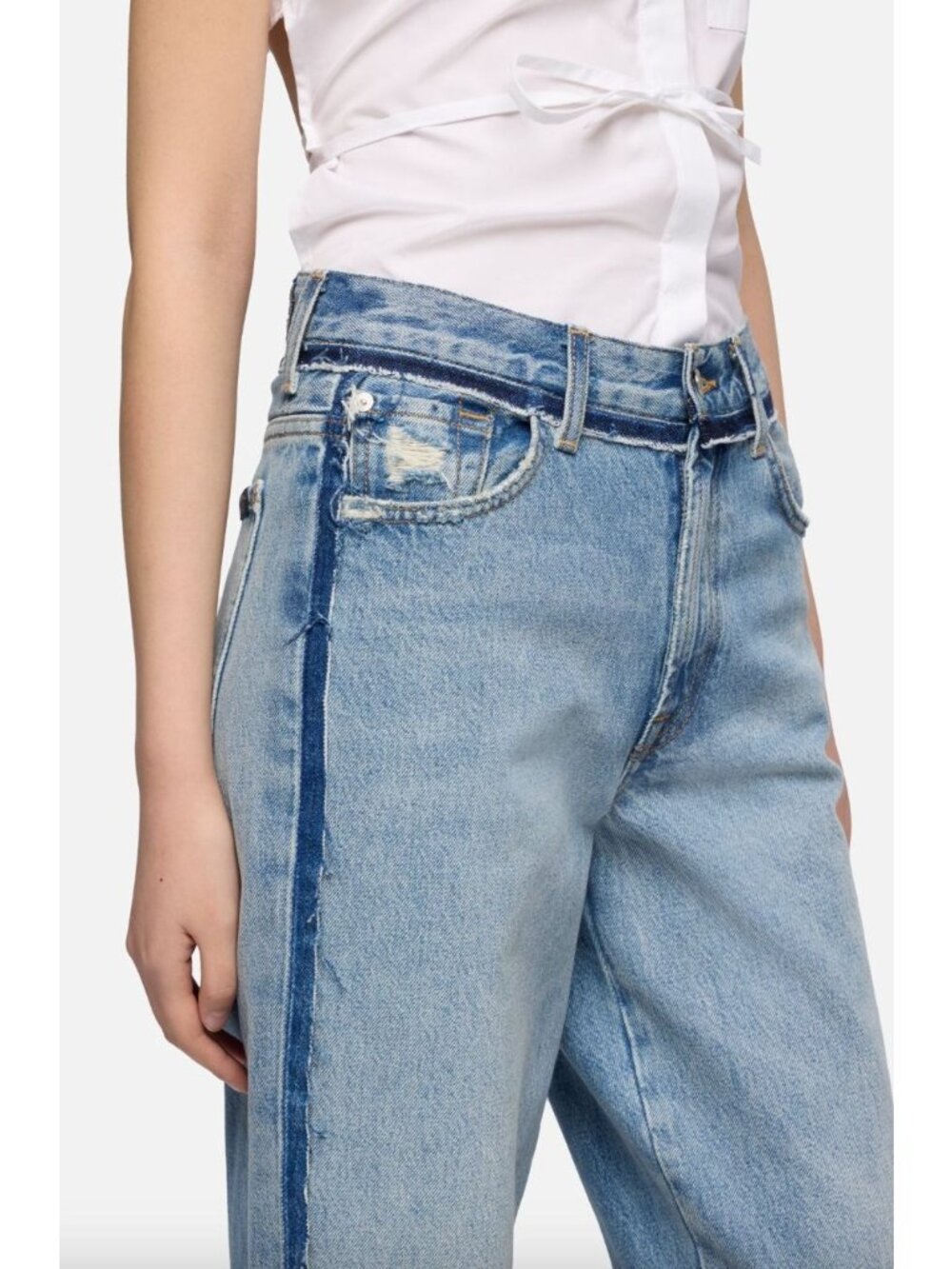 7 For All Mankind $228 Stovepipe Straight Ankle Jeans Size 24 Sapphire Dust Blue - Picture 3 of 7